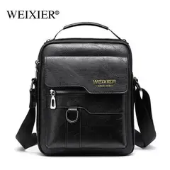 GENERICO - Morral Hombre Cuero Bandolera Impermeable Weixier Marrón Negro