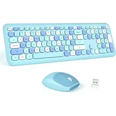 IMPORTADO MC - TECLADO Y MOUSE MOFII KIT INALAMBRICO CELESTE ACERO Y BLANCO 2