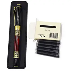 GENERICO - Pluma Fuente Estilografica Elegante + Tinta + Estuche