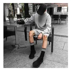 RYBIU IMPORT - Medias Negras con 3 Rayas Blancas Hombre Pack 2