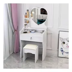 GENERICO - Tocador de Maquillaje Con Espejo Con Taburete Para Dormitorio Blanco