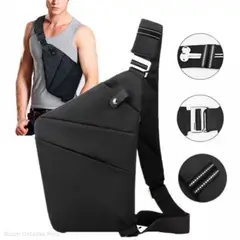 GENERICO - Mochila Antirrobo Hombre Pechera Oculta Delgada Morral Táctico Negro