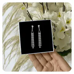 GENERICO - Aretes Largos Punto Coma Regalo Mamá Novia Joya Plata 925