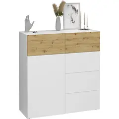 TU MESITA - Aparador Recibidor Fendy 1 puerta 3 cajones color Blanco