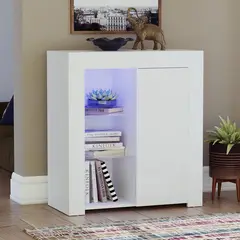 TU MESITA - Aparador Recibidor con luz LED Forrest 1 puerta color Blanco