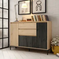 TU MESITA - Aparador Clásico Angelo 4 puertas 2 cajones color DunaNegro