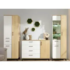 TU MESITA - Aparador Rústico Omaha 4 cajones 1 puerta color BlancoHaya