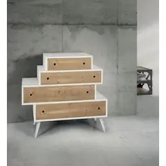 TU MESITA - Aparador Moderno Primax 4 cajones color BlancoMarrón