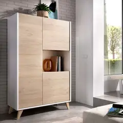 TU MESITA - Vitrina Moderna 3 puertas Travis color BlancoDuna