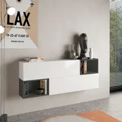 TU MESITA - Aparador Flotante moderno Ventura 2 puertas BlancoNegro