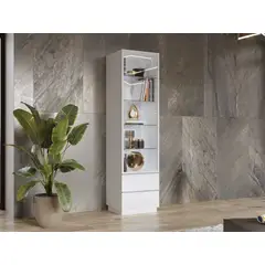 TU MESITA - Vitrina Alta Tilsa 1 puerta 2 cajones color Blanco