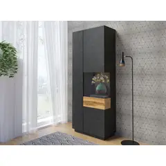 TU MESITA - Vitrina Alta Silke color NegroDuna 2 puertas