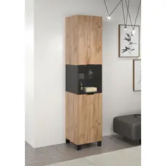 TU MESITA - Vitrina Alta Xica con luz 3 puertas color Macadamia