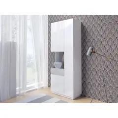 TU MESITA - Vitrina Moderna color BlancoGris Katamarina 2 puertas con vidrio