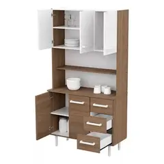 TU MESITA - Aparador con Estanteria para vajilla Markan color BlancoMarrón