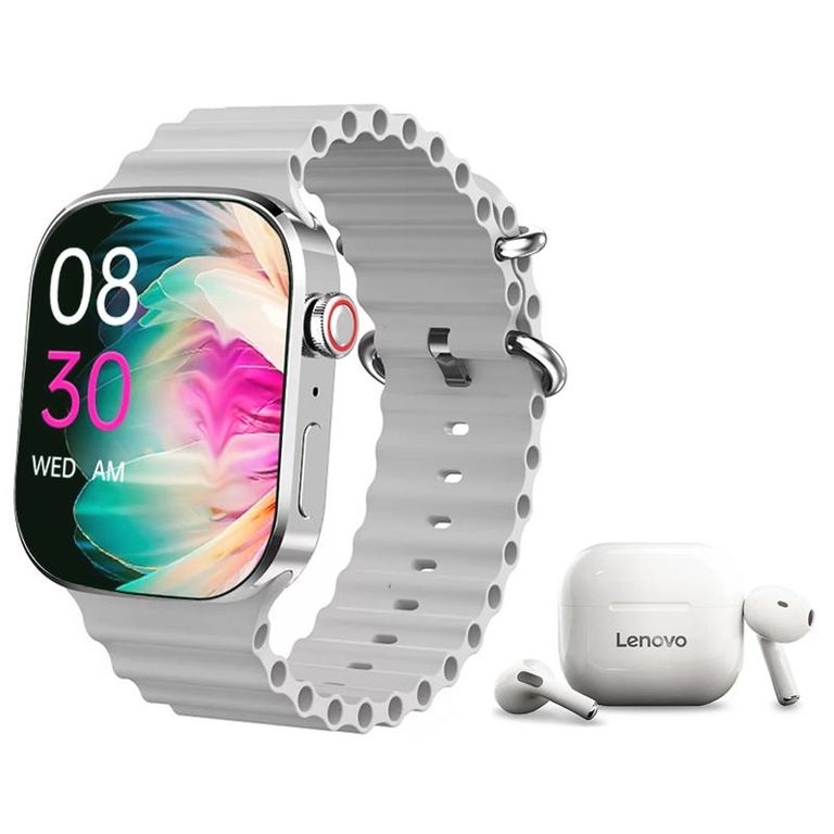 Audífonos Bluetooth LP40-Blanco y Smartwatch I9 Pro-W 2¸3inch