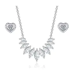 LA TIENDA 88 JOYAS Y ACCESORIOS - La Tienda 88 - Set Collar y Aretes Mujer Bañado Oro de 18k - Blanco