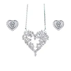 LA TIENDA 88 JOYAS Y ACCESORIOS - La Tienda 88 - Set Collar y Aretes Mujer Bañado Oro de 18k - Blanco