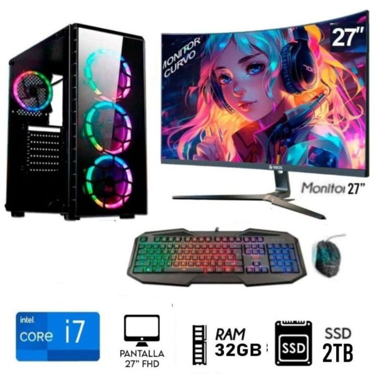 Computadora PC CORE i7 3.2Ghz  Ram 32GB, Disco SSD 2TB, Monitor 27 FULL HD