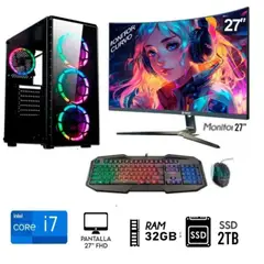 INTEL - Computadora PC CORE i7 3.2Ghz  Ram 32GB, Disco SSD 2TB, Monitor 27 FULL HD