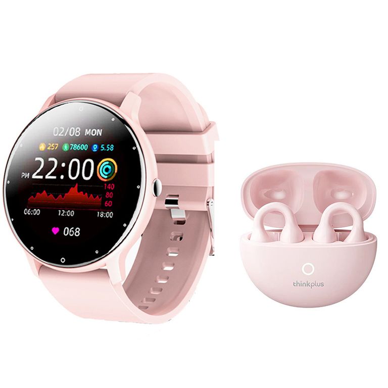 Audífonos LP25 y Toumi Fit Pro Reloj inteligente - Rosa
