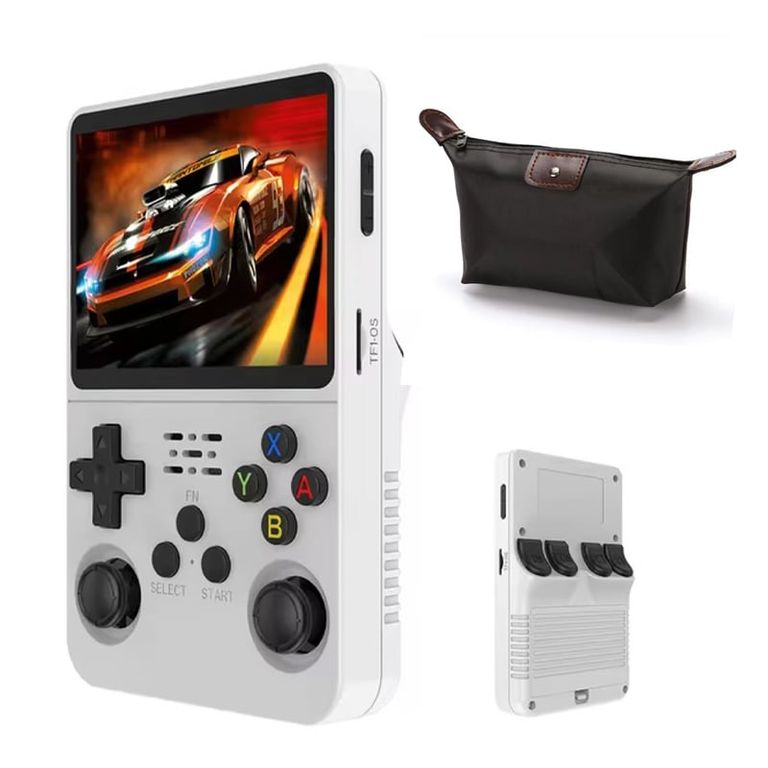 Consola Portatil Retro Game R36S 64GB Blanco y Estuche