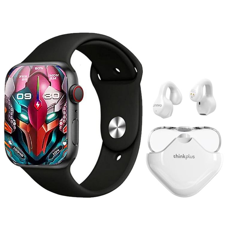 Audífonos XT61-Blanco y Toumi S9 PRO-B Watch Reloj inteligente