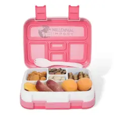 GENERICO - Lonchera para Niñas Tipo Bento Box Antifugas de 5 divisiones Rosado