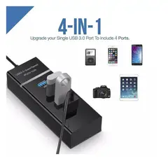 SEISA - Adaptador HUB 3.0 USB 4 Puertos Alta Velocidad para Pc o Laptop