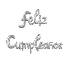 GENERICO - Globo de Letras Feliz Cumpleaños Plateado 2 Partes