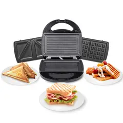 OEM - Maquina 3 en 1 para hacer Waffles + Sandwich + Parilla Grill