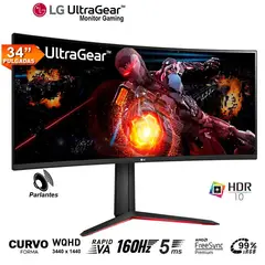 LG - Monitor Gamer UltraGear 34GP63A-B WQHD 5ms 160Hz Curvo HDR10