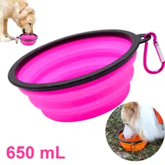 GENERICO - PLATO PORTATIL PLEGABLE GRANDE PARA MASCOTA - 650mL FUCSIA