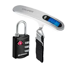 TRUPER - Combo Candado CMA-5C y Balanza para Maleta de Viaje