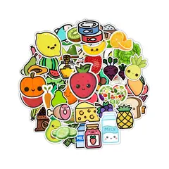 GENERICO - Pack 50 Stickers Frutas Comida Saludable