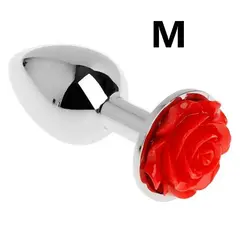 GENERICO - Plug de metal 85x35 mm - rosa roja - MEDIANO