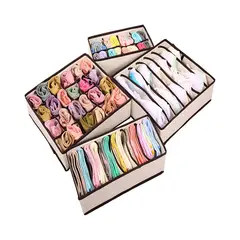 GENERICO - Cesta Organizador de Ropa Interior 4 PCS San Valentín - Marrón