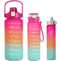 GENERICO - Set de 3 tomatodos motivacional trio deportivo+ stickers fucsia