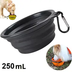 GENERICO - PLATO PORTATIL PLEGABLE CHICOS PARA MASCOTA - 250mL NEGRO