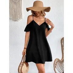KAST PE - Vestido corto con hombros descubiertos Negro - Alira - Talla M