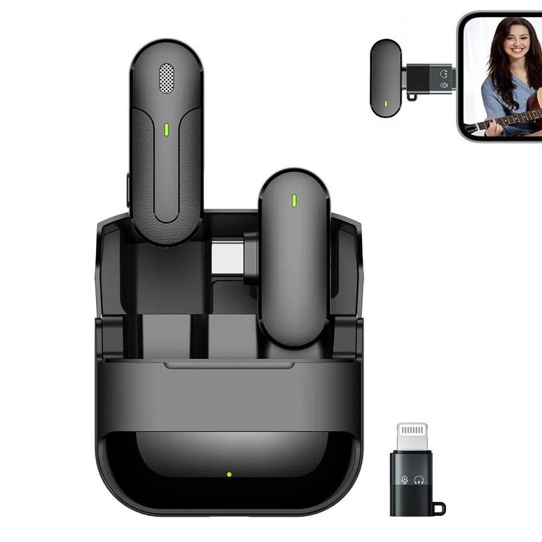 Micrófono Inalámbrico Tipo C K81 con base de carga y adaptador Iphone