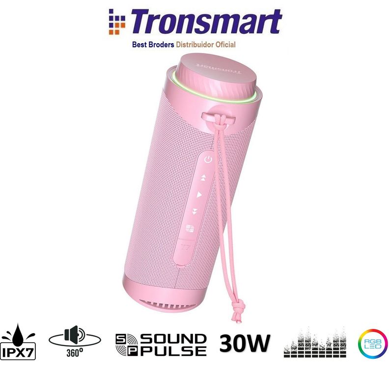 T7 Parlante Portatil Bluetooth 5.3 Acuatico 360° - Rosado