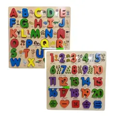GENERICO - Rompecabeza con Pizarra Madera Encaje Letras Y Numeros Niños