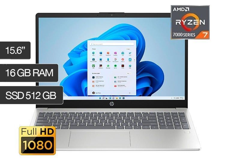 LAPTOP 15-FC0012LA RYZEN 7-7730U 16GB 512GB SSD AMD RADEON 15.6 FHD FD