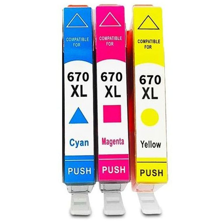 Cartucho 670 670XL 3525 4615 4625 5525 6526 x 3 uni