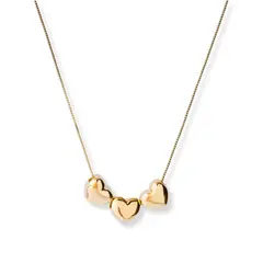 AMBAR JOYERIA - Collar 3 Corazones LAMINADO EN ORO