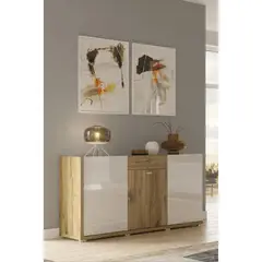 TU MESITA - Aparador Recibidor Lars color BlancoDuna 3 puertas 1 cajón