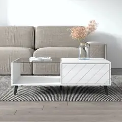 TU MESITA - Mesa de Centro Moderna 1 cajón Dafne color Blanco