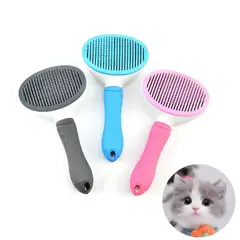 GENERICO - CEPILLO PEINE MASCOTA CON BOTON REMOVEDOR DE PELO GRIS