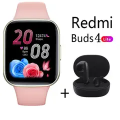 XIAOMI - Reloj inteligente Y83 Rosado + Redmi Buds 4 Lite - Negro